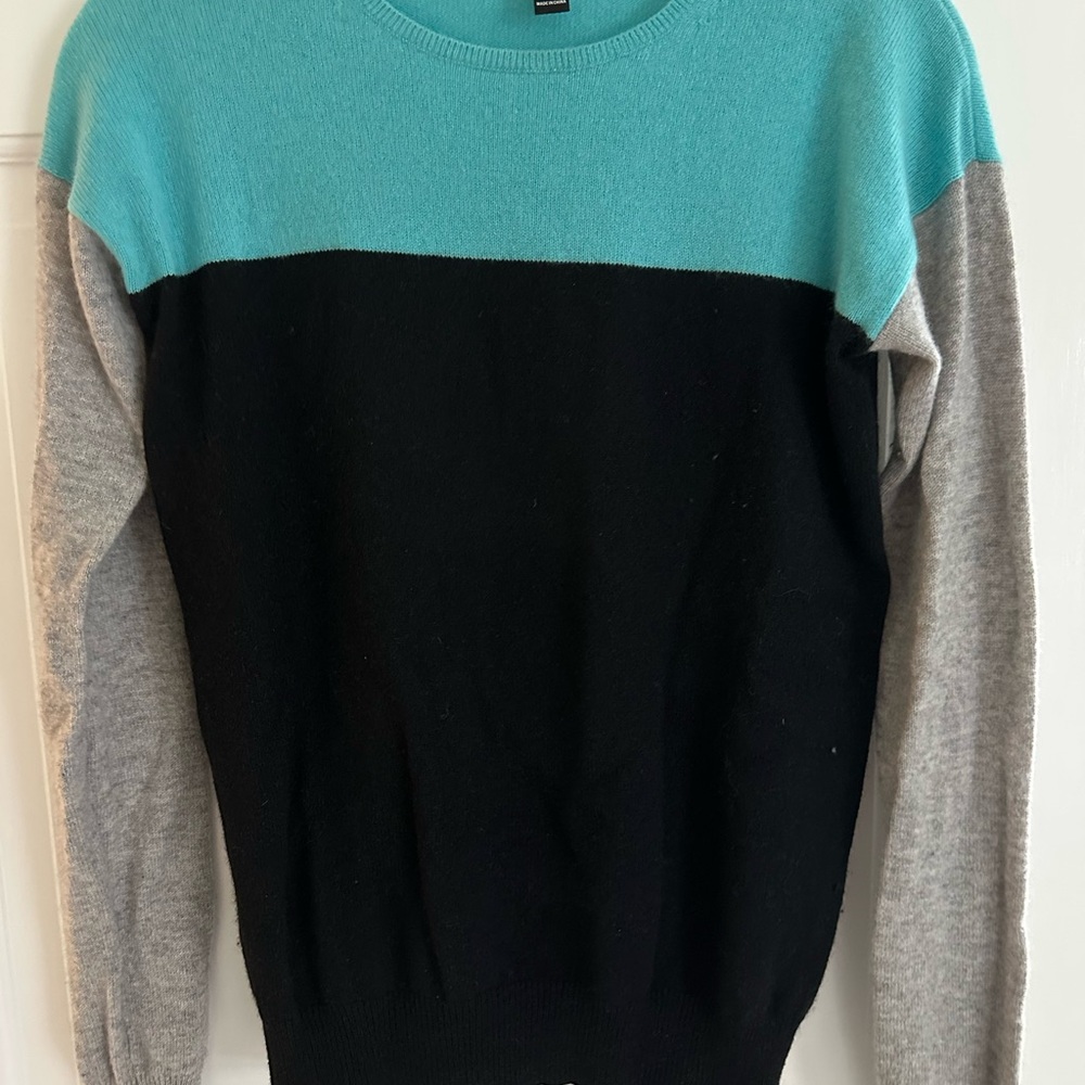 Aqua Colorblock Sweater - Teal, Black, and Gray